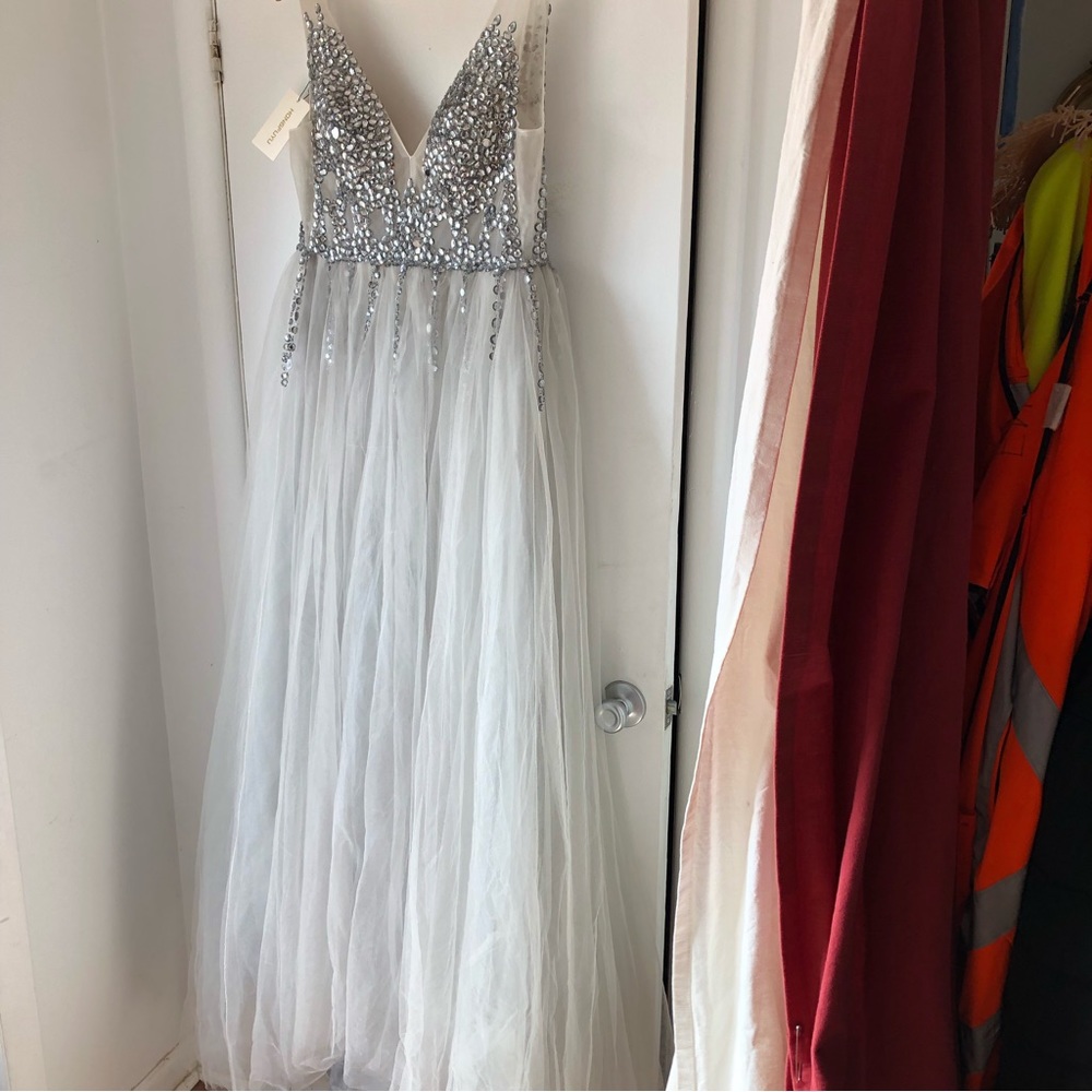Jeweled Formal Dress with Slit - Picture 13 of 15